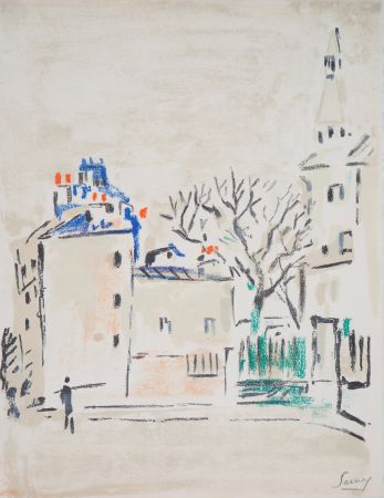 Lithographie Savary - Paris, Derrière Montmartre