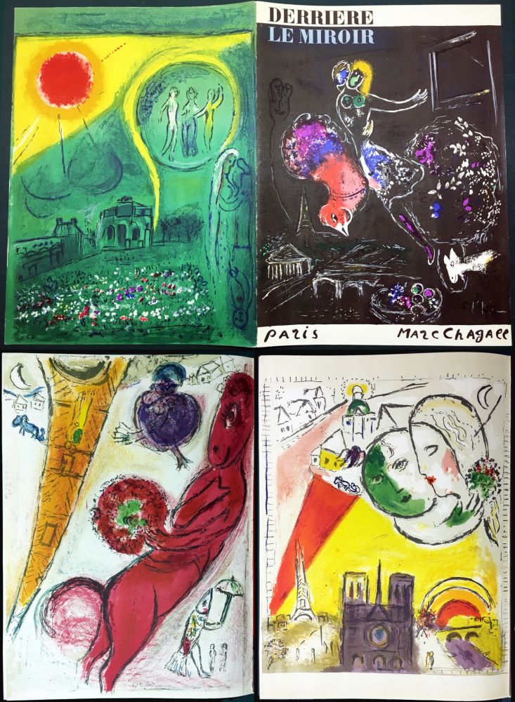 Livre Illustré Chagall - PARIS FANTASTIQUE. Derrière Le Miroir 66-67-68 (1954)