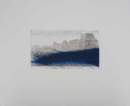 Gravure Rainer - Paris, Hommage au Louvre en bleu