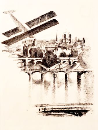 Lithographie Delaunay - Paris (Les Ponts et Notre-Dame)