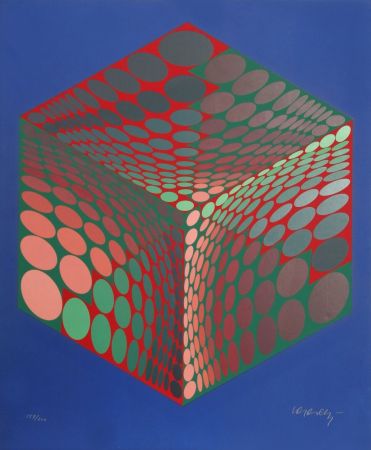 Sérigraphie Vasarely - Parmenide (Red, Green, & Blue)