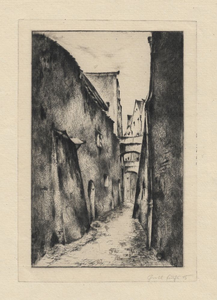 Gravure Fuchs - Passau, Altstadtgasse