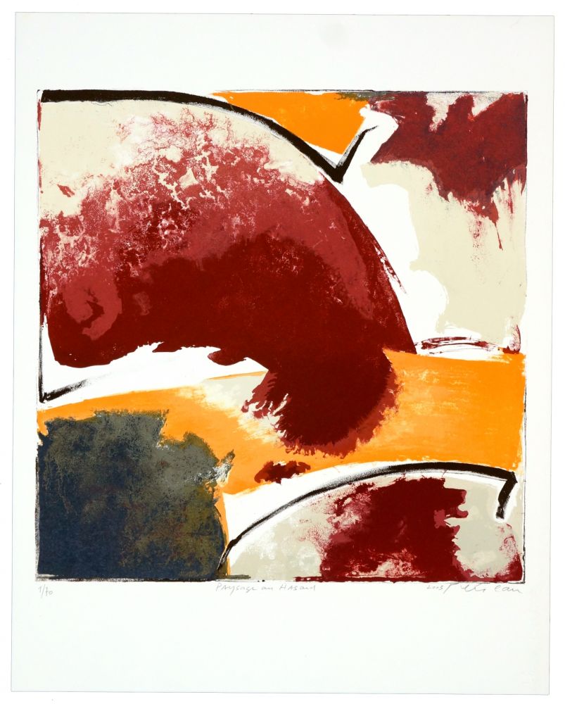 Lithographie Péneau - Paysage au hasard