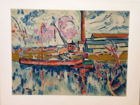 Lithographie Vlaminck - Paysage de Chatou 