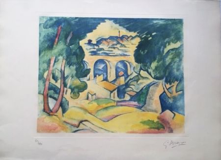 Aquatinte Braque - Paysage à l'Estaque (Le Viaduc de l'Estaque)