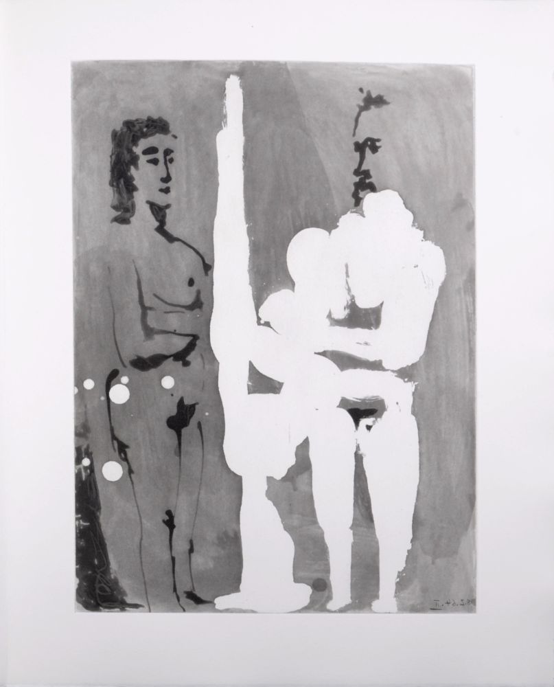 Aquatinte Picasso - Peintre debout à son chevalet avec son modèle, 1966