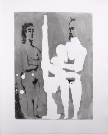 Aquatinte Picasso - Peintre debout à son chevalet avec son modèle, 1966