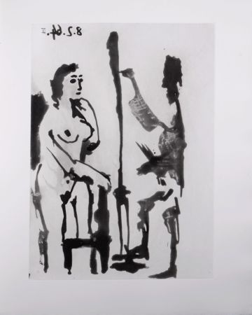 Aquatinte Picasso - Peintre et modèle accoudé, 1966 - A fantastic original  etching (Aquatint) by the Master!