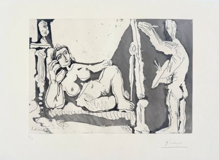 Eau-Forte Et Aquatinte Picasso - Peintre et modèle, avec une sculpture I