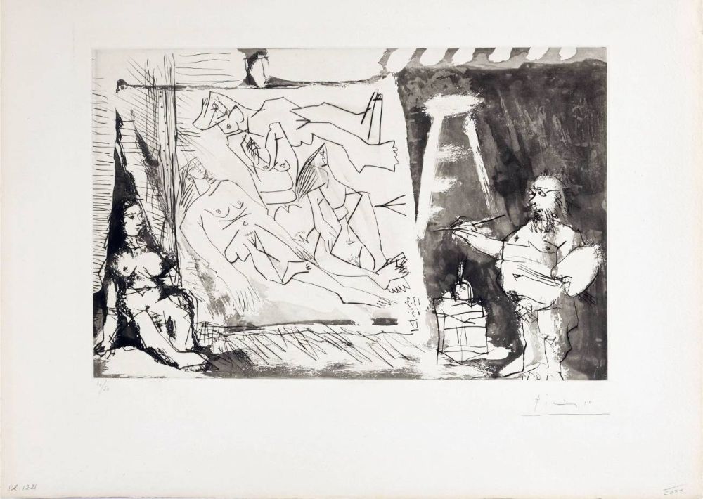 Eau-Forte Et Aquatinte Picasso - Peintre et sa toile avec modèle assis