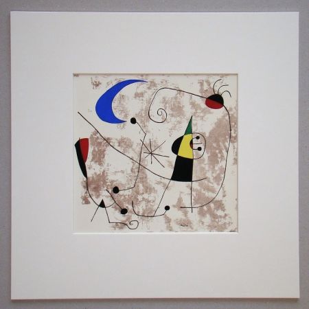 Pochoir Miró - Personnage dans la nuit