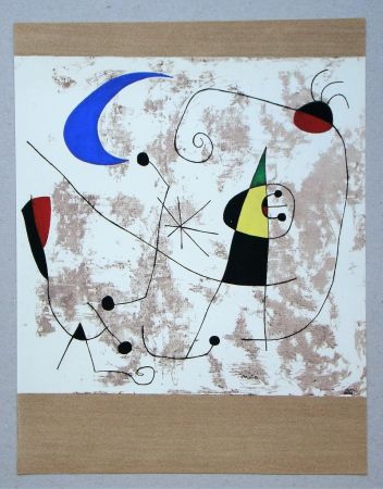 Pochoir Miró - Personnage dans la nuit