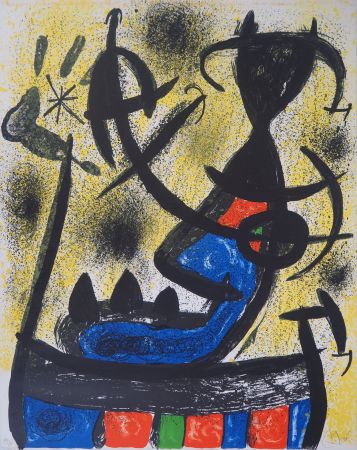 Lithographie Miró - Personnage surréaliste allongé (Il Circulo de Piedra)