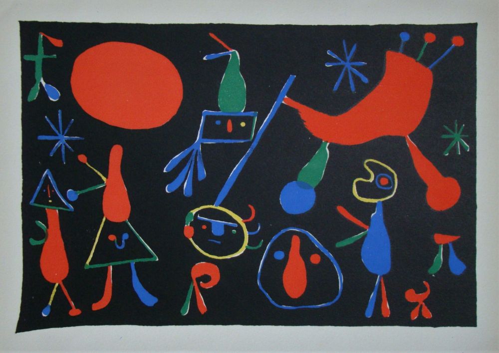 Lithographie Miró - Personnages