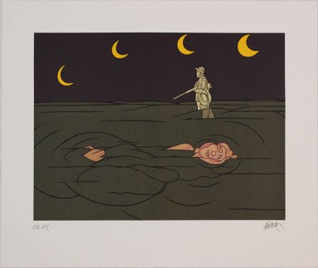 Lithographie Adami - Petit clair de lune