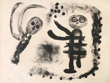 Lithographie Miró - Petite fille au bois 