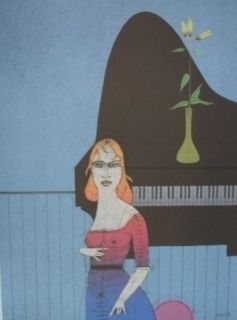 Gravure Wunderlich - Pianiste