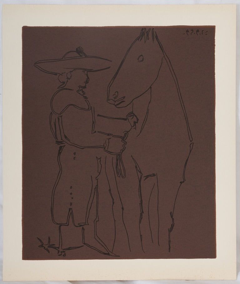 Linogravure Picasso - Picador et cheval