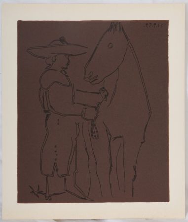 Linogravure Picasso - Picador et cheval