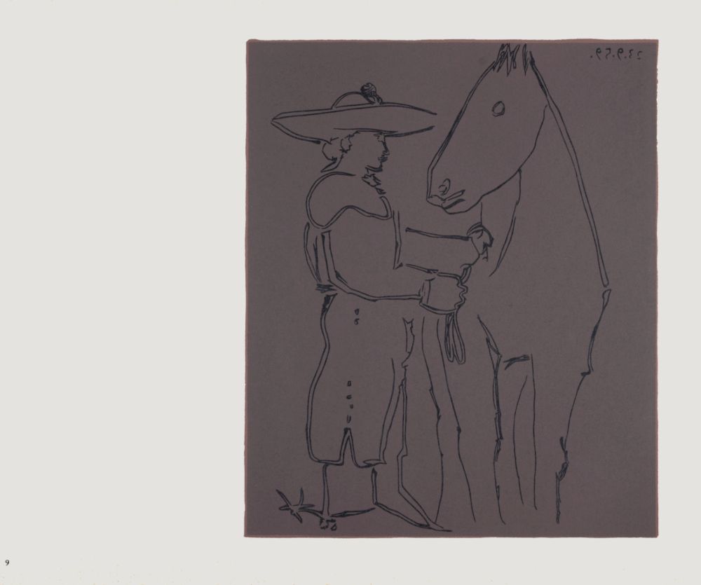 Linogravure Picasso (After) - Picador et cheval, 1962