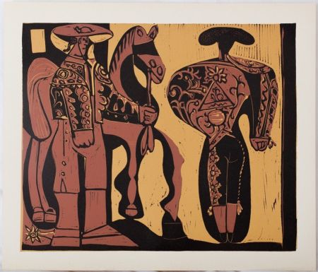 Linogravure Picasso - Picador et Torero