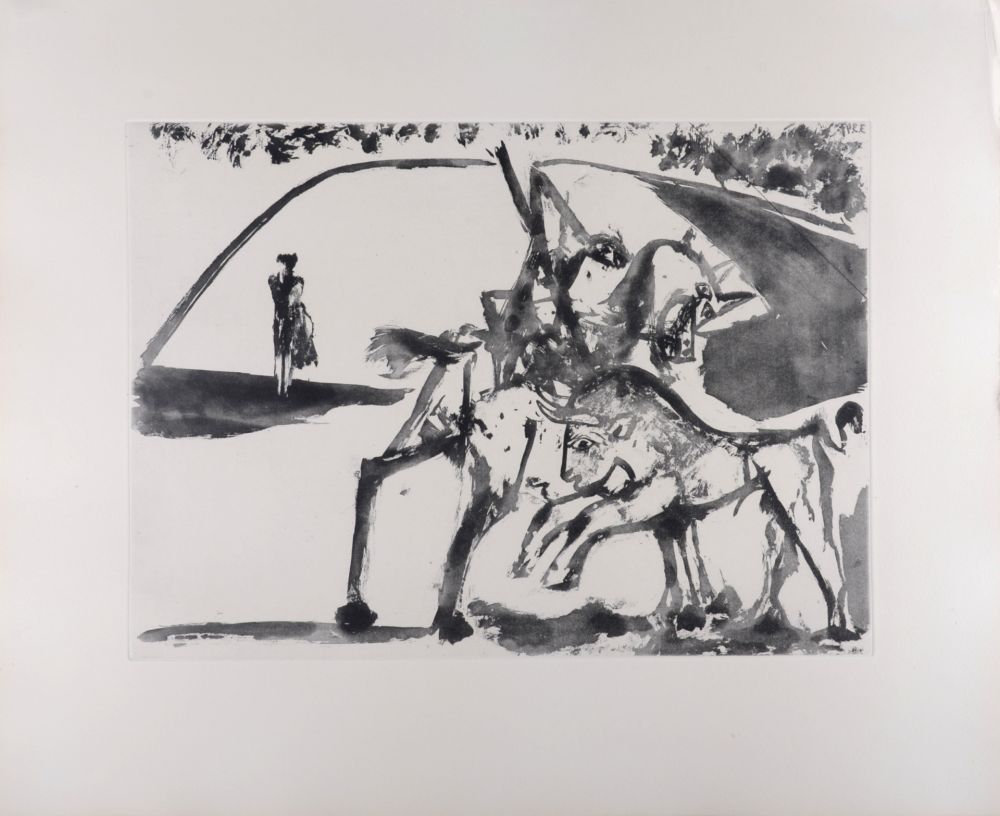 Aquatinte Picasso - Picador et Torero dans l'arène, 1947
