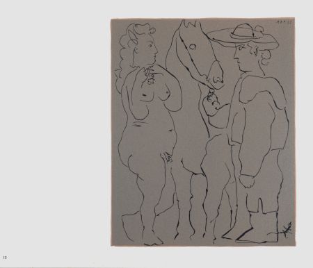 Linogravure Picasso (After) - Picador, femme et cheval, 1962