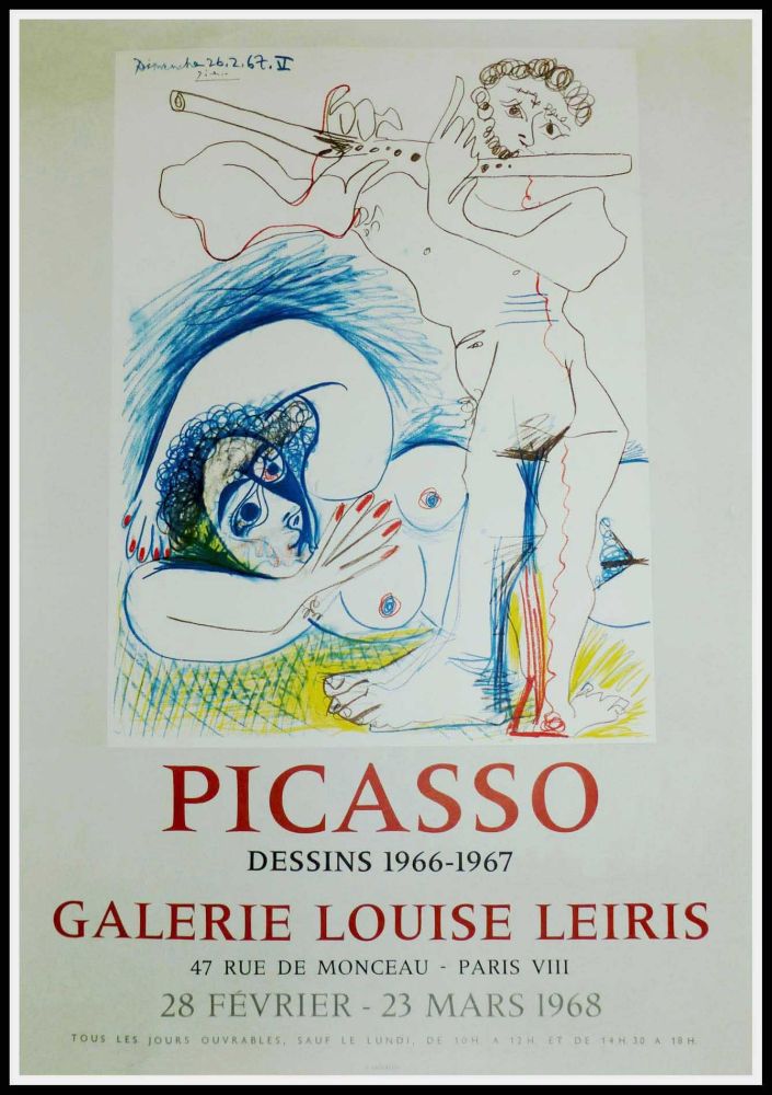 Affiche Picasso - PICASSO, DESSINS 1966-1967 GALERIE LEIRIS 1968