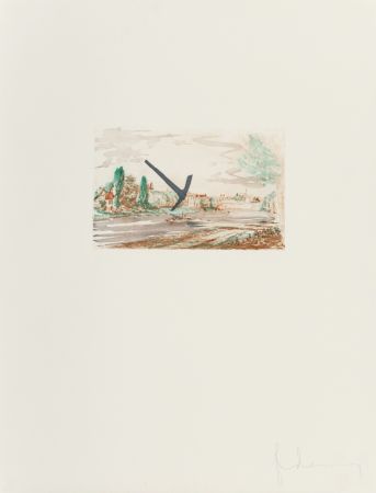 Gravure Oldenburg - Pick-Axe Superimposed on a Drawing of Site by EL Grimm