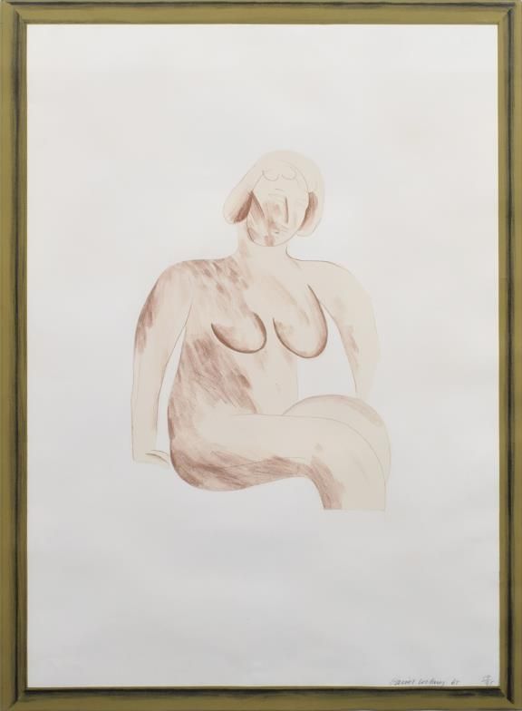 Lithographie Hockney -  Picture of a Simple Framed Traditional Nude Drawing 