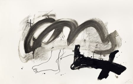 Lithographie Tàpies - Pied blanc et noir 