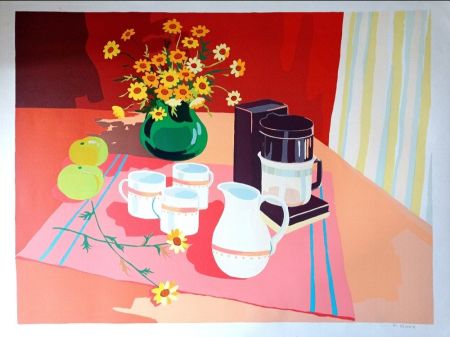 Lithographie Unknown - Pierre Roux, Still Life with Apples, 1970s, Hand signed Lithograph