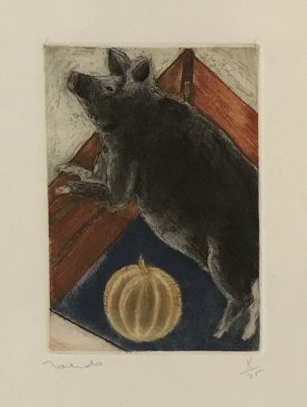Gravure Toledo - Pig with Pumpkin