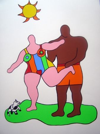 Sérigraphie De Saint Phalle - PINK NANA-BLACK MAN