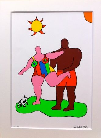 Sérigraphie De Saint Phalle - Pink nana and black man