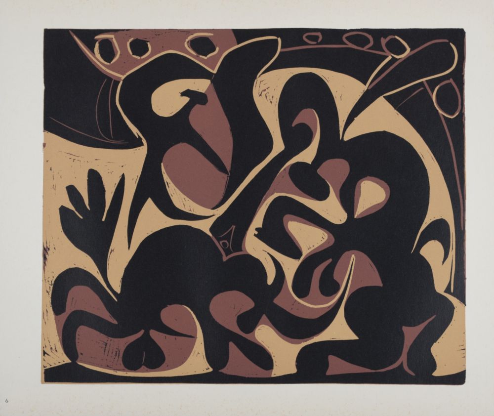 Linogravure Picasso (After) - Pique (noir et beige), 1962