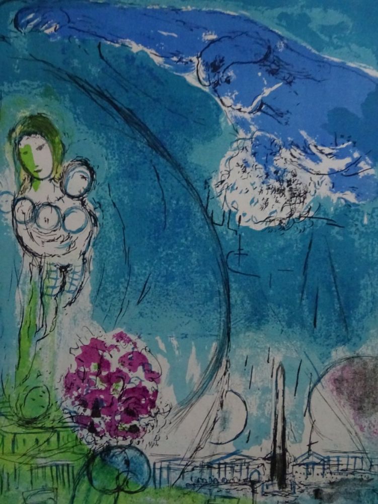 Lithographie Chagall - Place de la Concorde 1952