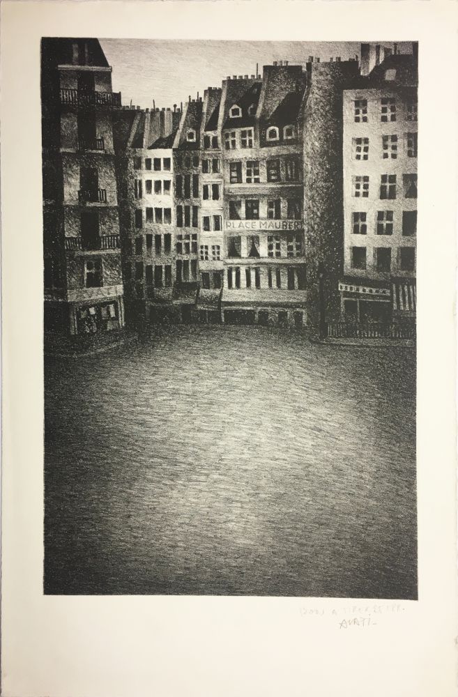 Lithographie Avati - PLACE MAUBERT (1951)