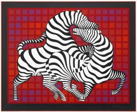 Sérigraphie Vasarely - Playful Zebras