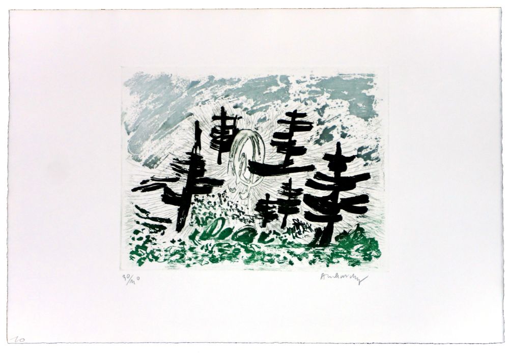 Linogravure Alechinsky - Poignée d'arbres