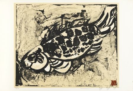 Lithographie Tongzhengang - Poisson