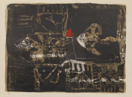 Lithographie Clavé - Poisson Au Triangle Rouge