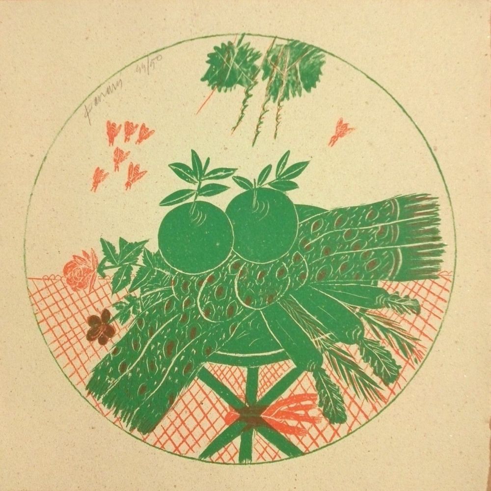 Lithographie Fassianos - Pommes et foulard