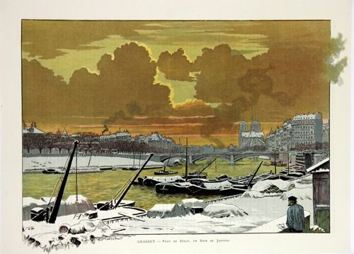 Lithographie Grasset - Pont de Sully