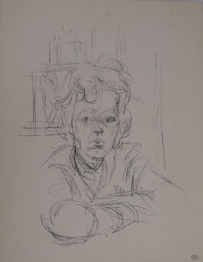 Lithographie Giacometti - Portrait d'Annette (signée du cachet)