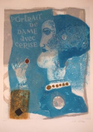 Carborundum Tobiasse - Portrait de dame avec cerise