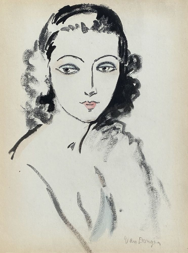 Pochoir Van Dongen - Portrait de femme