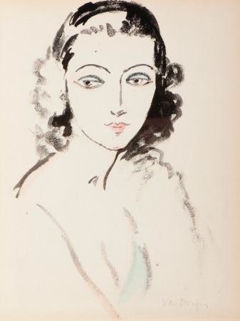 Pochoir Van Dongen - Portrait  de Femme