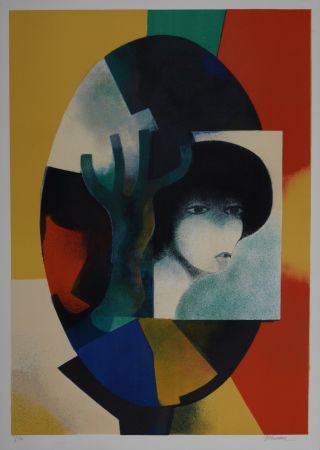 Lithographie Minaux - Portrait de femme, circa 1970 - Hand-signed