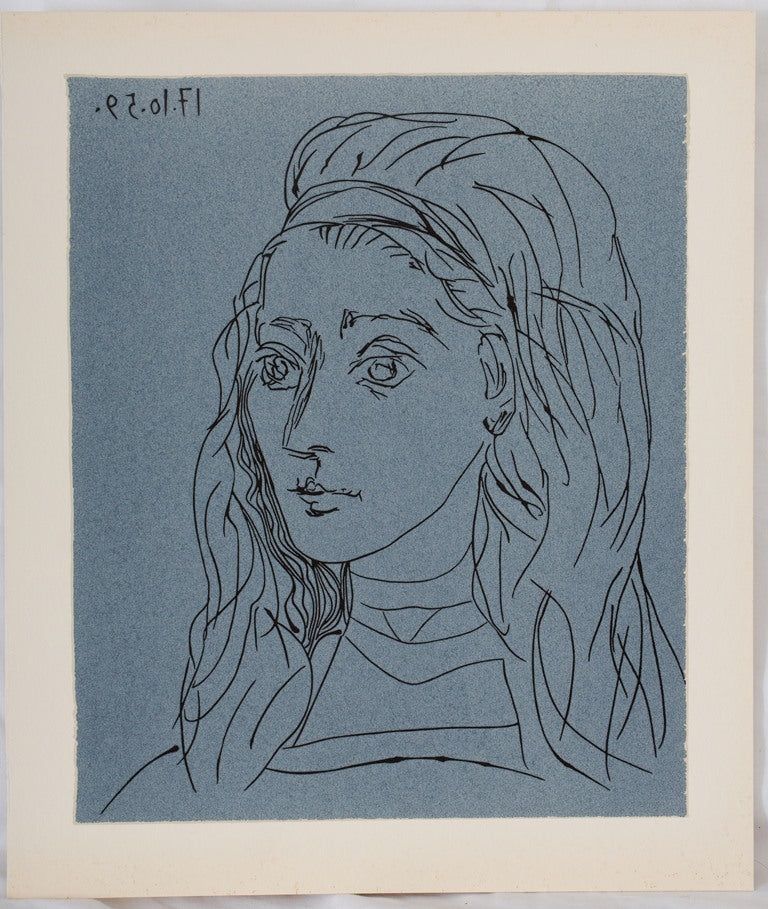 Linogravure Picasso - Portrait de Jacqueline